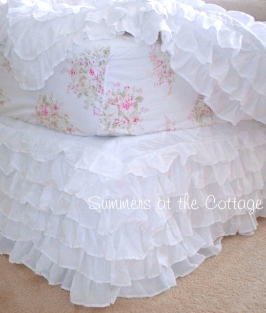 Simply Shabby Chic White Embroidered King Bedskirt .. A5 for sale online 
