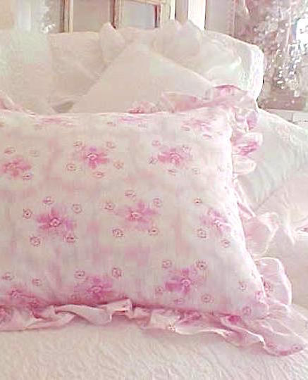 Housse De Coussin Shabby Chic Rachel Ashwell - Taie D'Oreiller Boudoir Rose 18x18 Cm Avec Broderie De Perles - Coton 100% - Motif Pumpkin