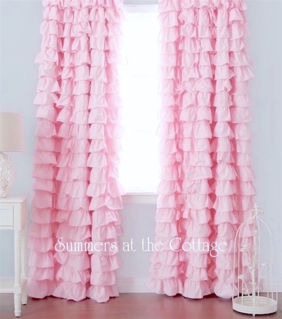 Baby Pink Ruffled Curtain Ds, Soft Pink Ruffle Curtains