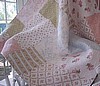 QUEEN BELLA PINK BLUE SAGE PATCHWORK ROSES QUILT SET