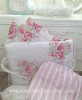 4 PC SHABBY COTTAGE CHIC PINK ROSES RUFFLE COMFORTER PILLOW SHAM BED SKIRT VALANCE
