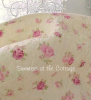 SHABBY COTTAGE CHIC PINK ROSES ROSEBUD QUILT & PILLOW SHAMS BUTTER YELLOW