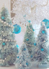 SNOW COVERED AQUA BLUE BOTTLE BRUSH CHRISTMAS TREE PEARL GARLAND