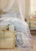 BELLA BLUE PINK ROSES SHABBY COTTAGE CHIC PETTICOAT RUFFLES QUILT SET