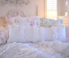 VINTAGE CHIC SWEET DREAMS WHITE SHABBY RUFFLED PILLOW