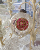 SHABBY PINK RUBY RHINESTONE JEWELS CHIC SILVER MERCURY GLASS CHRISTMAS TREE ORNAMENT