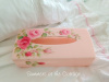 VINTAGE HAND PAINTED PINK ROSES KLEENEX TISSUE BOX RARE ONE OF A KIND