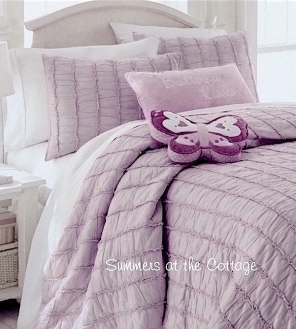 DUSTY LAVENDER RUFFLED GATHERED FULL QUEEN QUILT & PILLOW SHAMS