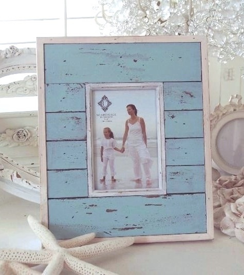 AQUA BLUE BEACH WOOD SHABBY COTTAGE CHIC PICTURE PHOTO FRAME