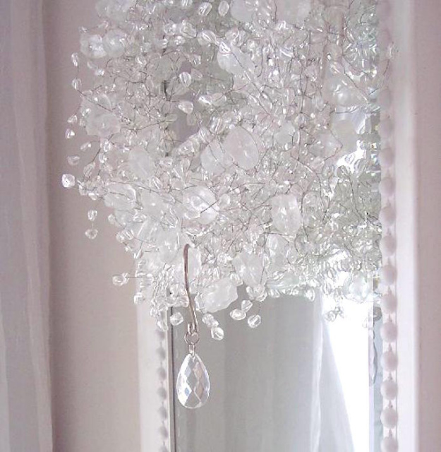 Romantic Shabby Crystal Chandelier, Clear Crystal Shower Curtain Hooks