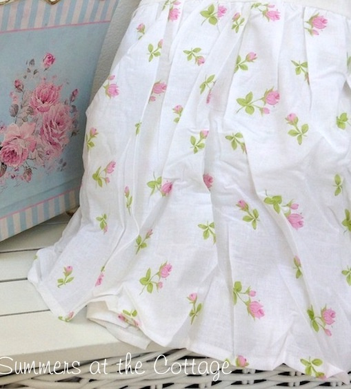 SHABBY PINK ROSES ROSEBUDS BEACH COTTAGE CHIC VALANCE CURTAIN