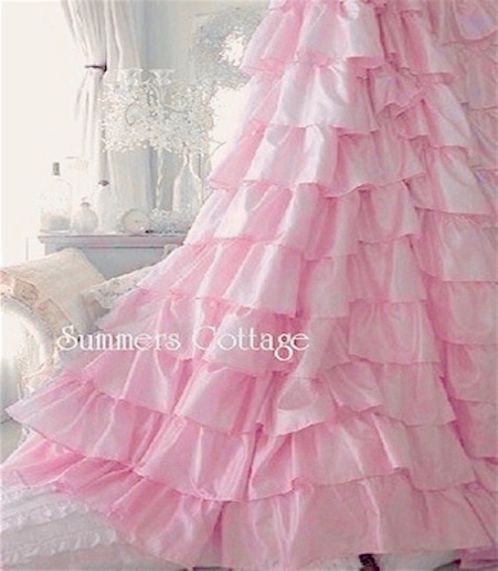 SHABBY COTTAGE PINK PETTICOAT RUFFLE SHOWER CURTAIN SWEET SAVANNAH CHIC