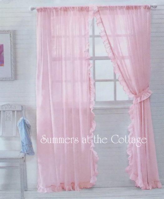 Shabby Romantic Chic Sheer Ruffles Curtain Ds Pink Or White