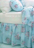 COTTAGE BLUE PINK ROSES RASPBERRY TOILE WHITE BEDSKIRT