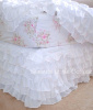 DREAMY WHITE SHABBY COTTAGE CHIC ROMANTIC HOMES RUFFLED BED SKIRT KING