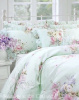 COTTAGE TREASURES AQUA MINT PINK ROSES RUFFLES DUVET SET