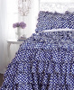 SUMMER DAYS BEACH CHIC NAVY BLUE WHITE POLKA DOT RUFFLES DUVET COMFORTER COVER SET