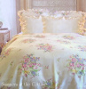BELLA NOTTE SUMMER YELLOW PINK ROSES COTTAGE CHIC MELISSA LINEN DUVET RUFFLE EURO SHAMS