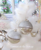 FRENCH COUNTRY COTTAGE CHRISTMAS ORNAMENT MERCURY GLASS RHINESTONES GLITTER