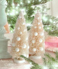 SHABBY VINTAGE SNOW BOTTLE BRUSH CHRISTMAS TREE COTTAGE CHIC HOLIDAY ORNAMENTS