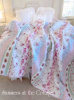 SUMMERS COTTAGE COLORS PATCHWORK QUILT SET PINK ROSES BEACH HOUSE BLUE QUEEN or KING QUILT & SHAMS