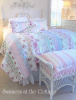 SUMMERS COTTAGE COLORS PATCHWORK QUILT SET PINK ROSES BEACH HOUSE BLUE QUEEN or KING QUILT & SHAMS