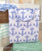 COASTAL BEACH QUILT BLUE YACHT CLUB ANCHORS ON WHITE - FREE BEACH BAG