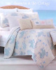 COASTAL LIVING SEA GLASS AQUA BLUE CORAL REEF CABANA STRIPE BEACH HOUSE CHIC QUILT SET