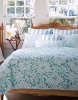 SUMMER BEACH HOUSE BAHAMA AQUA TEAL SEA BLUE CABANA STRIPE QUILT & PILLOW SHAMS SET