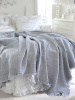 FRENCH VINTAGE COTTAGE FARMHOUSE GRAY RUFFLED QUILTED FLOWERS BEDDING