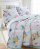 HAMPTONS PINK HYDRANGEA QUILT SET AQUA TEAL YELLOW - QUEEN or KING
