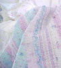 TWIN LAVENDER BLUE RUFFLES & LACE ROSES COTTAGE QUILT SET