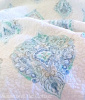 NORTH SHORE BUNGALOW EMERALD GREEN AQUA BLUE SANDY TAUPE DESIGNER QUILT