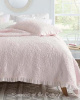 POWDER PUFF PINK ROSES RUFFLE EDGE QUILT AND PILLOW SHAMS
