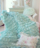 SHABBY BEACH COTTAGE CHIC AQUA SEA GLASS DREAMY RUFFLED SHOWER CURTAIN