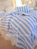 COASTAL LIVING BEACH HOUSE BLUE COTTAGE CABANA STRIPES QUEEN QUILT SET
