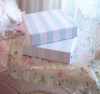 SHABBY SUMMER BEACH HOUSE CHIC BLUE CABANA STRIPE QUEEN SHEET SET