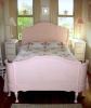 PINK ROSES VINTAGE CHENILLE BEDSPREAD BLUE POPCORN WHITE FRINGE