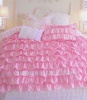 PERFECTLY PINK DREAMY RUFFLES SHABBY COTTAGE CHIC COMFORTER QUILT SET