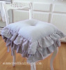 GRAY RUFFLED CHAIR SEAT CUSHION SHABBY COTTAGE FRENCH COUNTRY FARMHOUSE CHIC