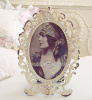 VICTORIAN RHINESTONES ROSES CREAMY TAUPE PARIS FLEA MARKET VINTAGE CHIC PICTURE PHOTO FRAME