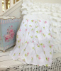PINK ROSEBUDS ROSES ON WHITE COTTAGE CHIC BEDSKIRT DUST RUFFLE