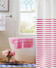 WHIMSICAL CHIC RED HOT PINK STRIPES WHITE SHOWER CURTAIN