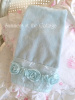 ROSETTE ROSES SATIN RUFFLE BATH GUEST TOWELS AQUA TEAL