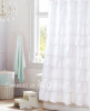 SHABBY SNOW WHITE RUFFLED SHOWER CURTAIN COTTAGE CHIC