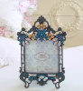 VICTORIAN PARIS FLEAMARKET RHINESTONE AQUA TURQUOISE TEAL PICTURE PHOTO FRAME