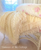 VINTAGE CHENILLE BEDSPREAD SOFT PASTEL YELLOW POPCORN FRINGE CROCHET TRIM