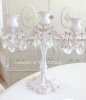 ROMANTIC COTTAGE VINTAGE CHANDELIER CRYSTALS PINK CANDELABRA