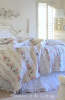 RACHEL ASHWELL SHABBY CHIC PINK ROSES CELADON JADE GREEN WHITE CROCHET LACE FULL QUEEN QUILT
