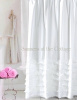 BREEZY WHITE RUFFLES VINTAGE BEACH HOUSE SHOWER CURTAIN